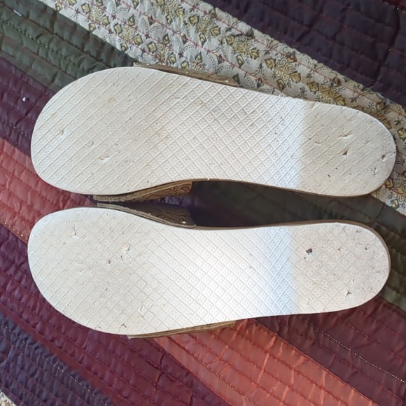 vintage DR SCHOLL'S* wooden/ embossed leather adj. strap exercise sandal sz 9 - Picture 7 of 16